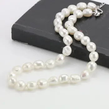 

Unique Pearls jewellery Store,10-11mm Whte Baroque Freshwater Pearl Necklace,Charming Bridesmaids Women Gift