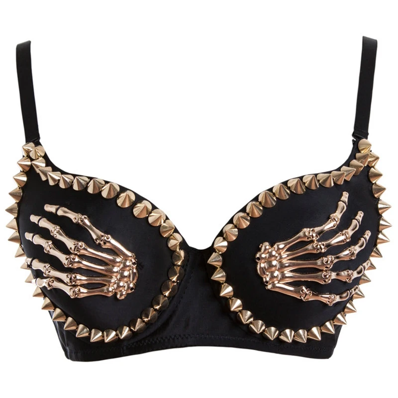 Sexy Black Hands Skull Bra Gold Skeleton Spike Push Up Women's Gothic Steampunk Lingerie Club Carnival Bralette Costumes
Sexy Black Hands Skull Bra Gold Skeleton Spike Push Up Women's Gothic Steampunk Lingerie Club Carnival Bralette Costumes