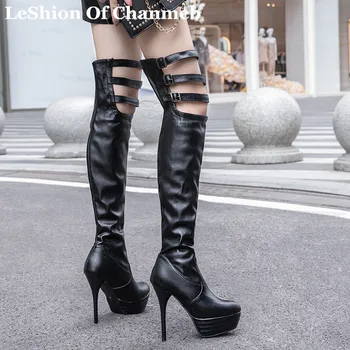 women's larger size 46-33 PU leather platform thin high heels over-the-knee boots ladies nigh club dance tall boots buckled 2020
women's larger size 46-33 PU leather platform thin high heels over-the-knee boots ladies nigh club dance tall boots buckled 2020
