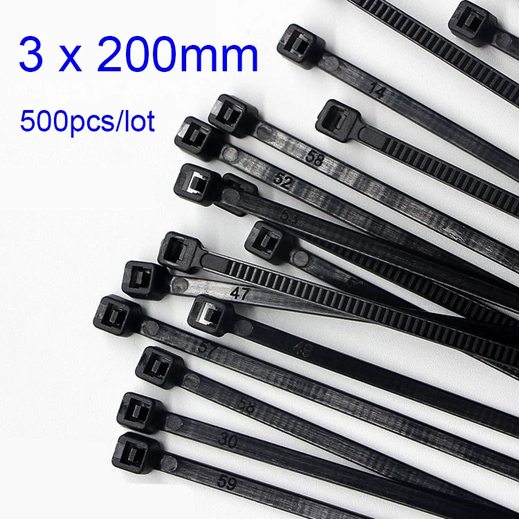 500pcs/lot 3*200mm high quality width 2.5mm Black/White Self-locking Plastic Nylon Cable Ties,Wire Zip Tie
500pcs/lot 3*200mm high quality width 2.5mm Black/White Self-locking Plastic Nylon Cable Ties,Wire Zip Tie