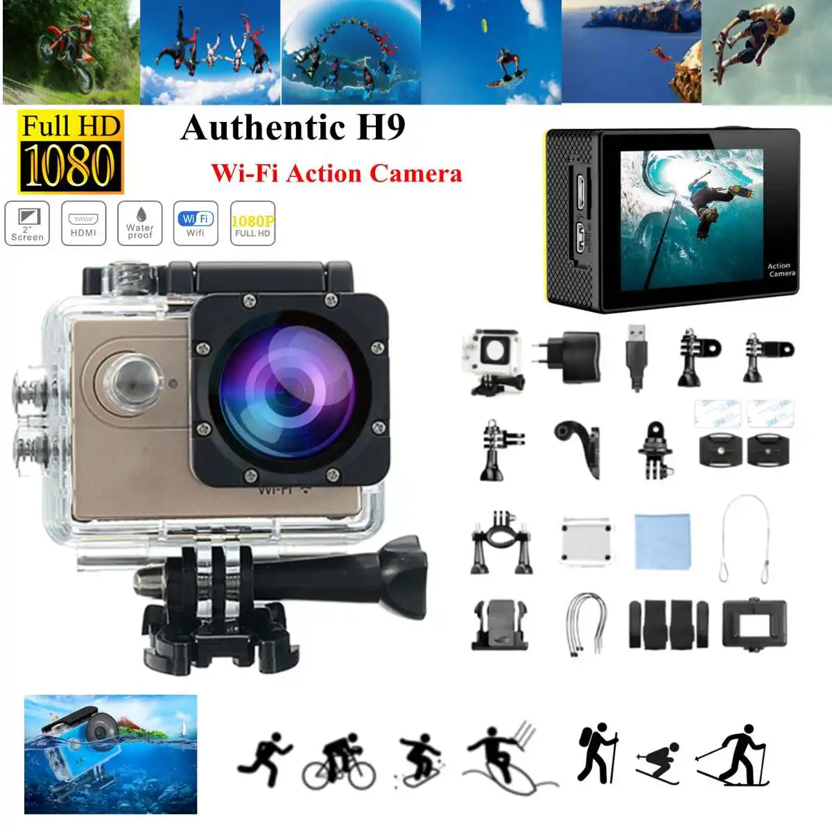 U ltra HD 4K Action Camera Wifi Camcorders 170 Degree cam deportiva 2 inch Waterproof Sport Camera pro 1080P 30fps cam
U ltra HD 4K Action Camera Wifi Camcorders 170 Degree cam deportiva 2 inch Waterproof Sport Camera pro 1080P 30fps cam