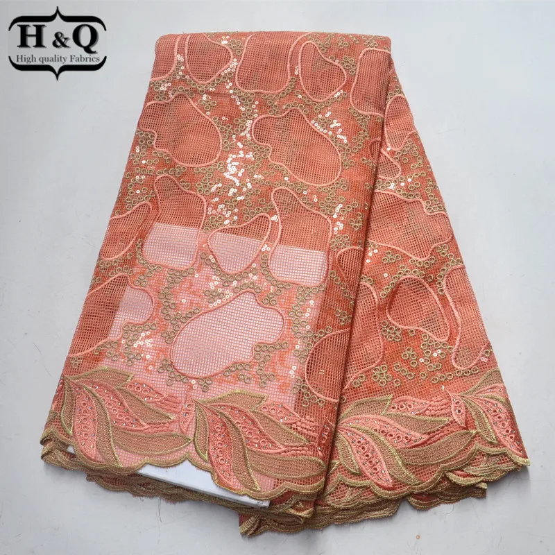 H&Q Peach 5 Yards Embroidery African Lace Fabric With Sequins African Organza Lace Fabric With High Quality For Ladies Dress
H&Q Peach 5 Yards Embroidery African Lace Fabric With Sequins African Organza Lace Fabric With High Quality For Ladies Dress