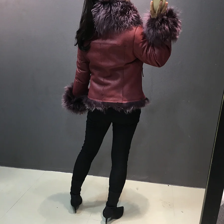 female fashion real sheep leather jacket with fur (9)
