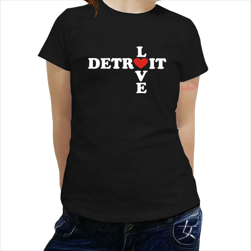 women t shirt cotton luxury brand tops and tees 3d teeshirt girls funny Detroit Love women's T-Shirt | Женская одежда