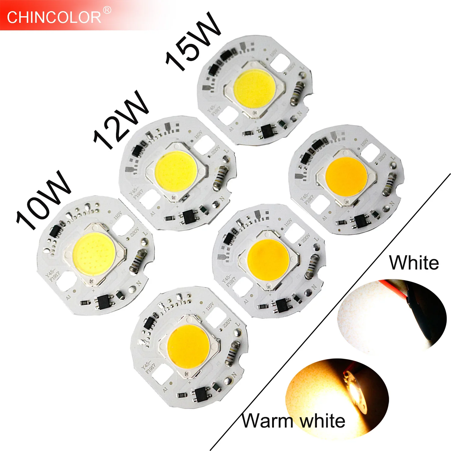 AC220V LED COB Chip Light Source 10W 12W 15W 45MM No need driver Smart IC DIY Bulb Lamp LED Floodlight Spotlight Warm White JQ
AC220V LED COB Chip Light Source 10W 12W 15W 45MM No need driver Smart IC DIY Bulb Lamp LED Floodlight Spotlight Warm White JQ