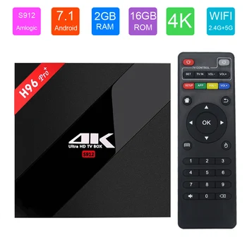 

H96 Pro Plus Android Tv Box Amlogic S912 Android 7.1 Octa Core 2G RAM 16G ROM Smart TV 2.4G$5G Wifi 1000M LAN 4K Media Player