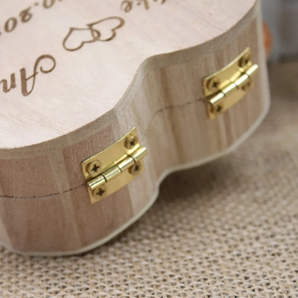Personalized Gift Rustic Wedding Heart Shape Ring Bearer Box Custom Your Names and Date Engrave Wood Wedding Ring Box 5
