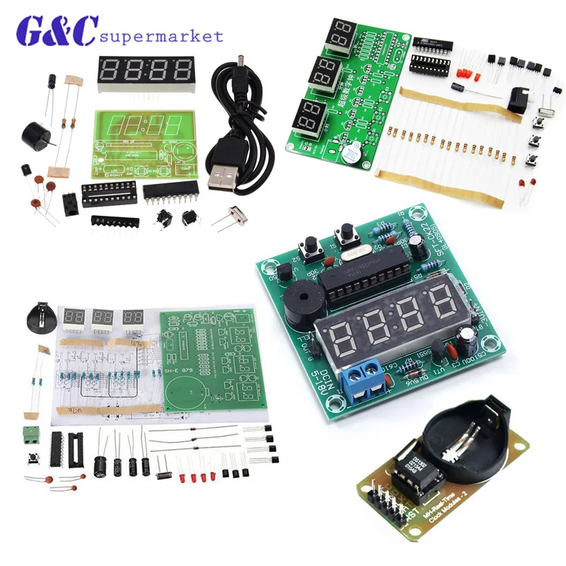AT89C2051/DS3231 Digital DIY Electronic Clock Kit Suite DIY Kit 6 Bits Electronic Parts and Components Electronic DIY Kit
AT89C2051/DS3231 Digital DIY Electronic Clock Kit Suite DIY Kit 6 Bits Electronic Parts and Components Electronic DIY Kit