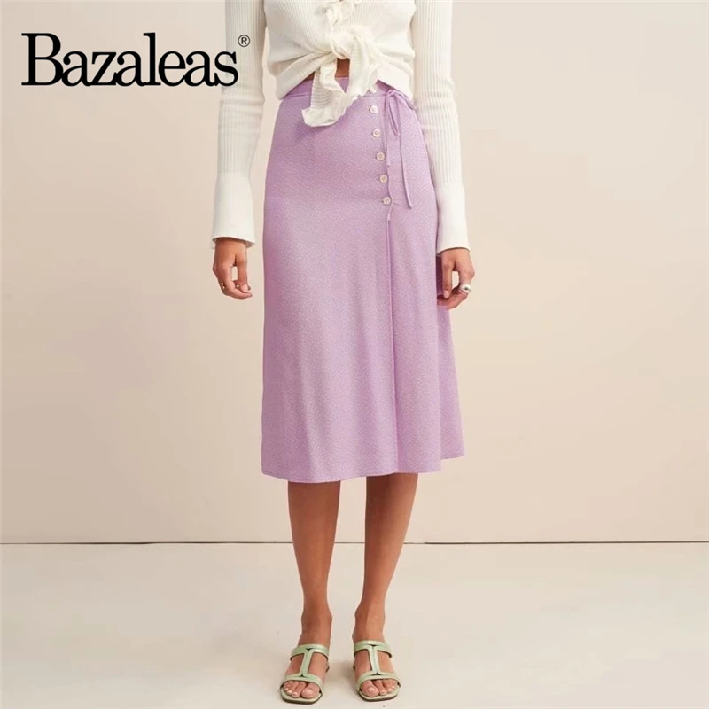 Bazaleas Purple Mauve dot print wrap front midi skirt France Tie waist and buttons side Women High Waist Skirts Casual Vintage
Bazaleas Purple Mauve dot print wrap front midi skirt France Tie waist and buttons side Women High Waist Skirts Casual Vintage