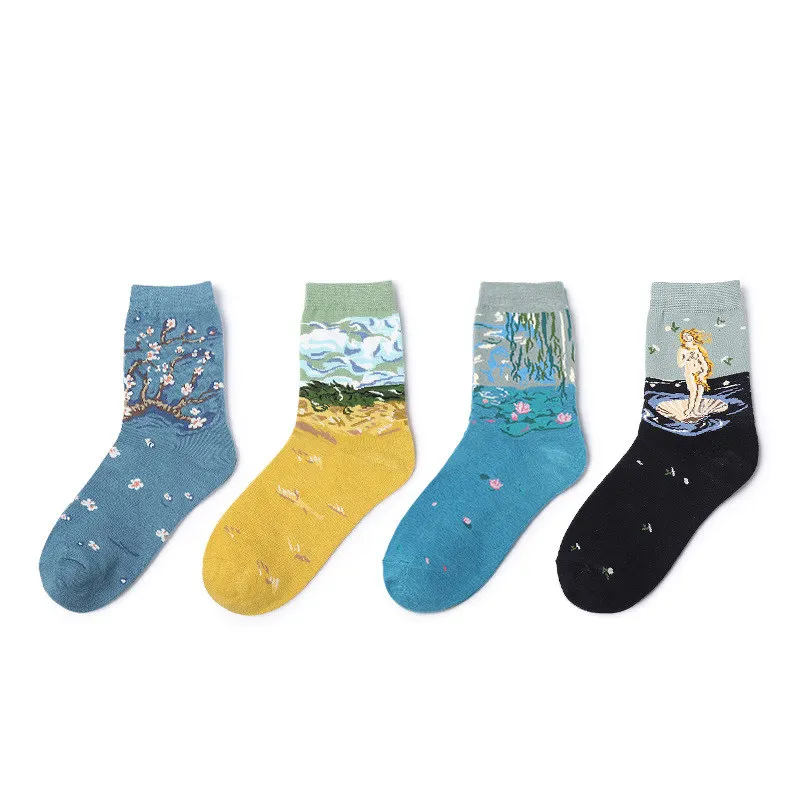 New Women Vintage Oil Painting Short Socks Funny Mona Lisa Star Venus Scream Peach Grassland Kiss Colorful Cotton Socks
New Women Vintage Oil Painting Short Socks Funny Mona Lisa Star Venus Scream Peach Grassland Kiss Colorful Cotton Socks