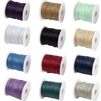 

45 colors 1mm 85yards Waxed thread for bracelets string cotton spool rope hand made jewelry making diy necklace cord black mint