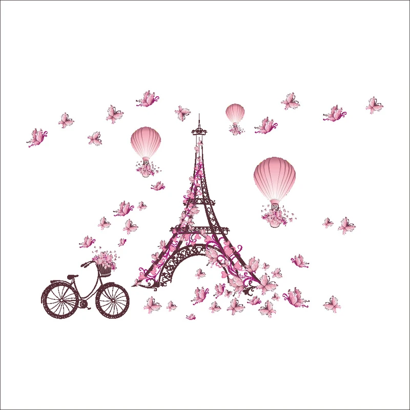 PVC removable Waterproof Parisian Tower Pink Buttererfly wall sticker for bedroom Living Room wedding party backdrop decoration
PVC removable Waterproof Parisian Tower Pink Buttererfly wall sticker for bedroom Living Room wedding party backdrop decoration