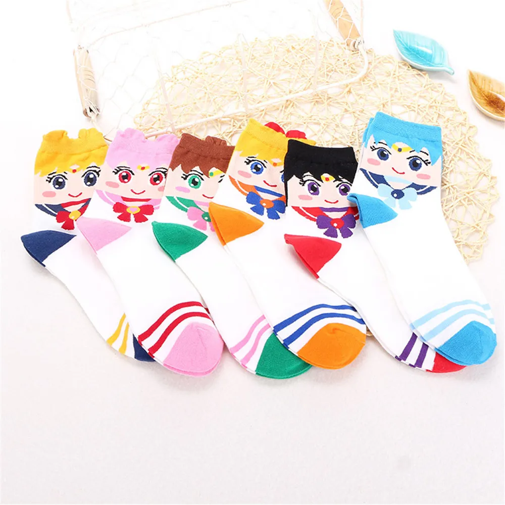 6pcs Sailor Moon Mercury Mars Jupiter Venus Cute Cartoon Socks Spring Summer Casual Women's Fashion Cotton Sneaker Socks One Set
6pcs Sailor Moon Mercury Mars Jupiter Venus Cute Cartoon Socks Spring Summer Casual Women's Fashion Cotton Sneaker Socks One Set