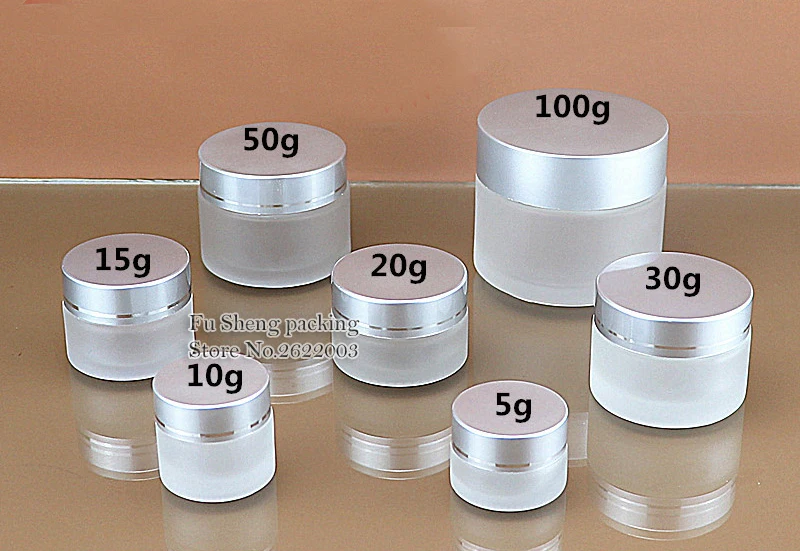 Серебристые кап5г 10 г 20 30 50 100 стеклянных банок для косметики янтарные стеклянные