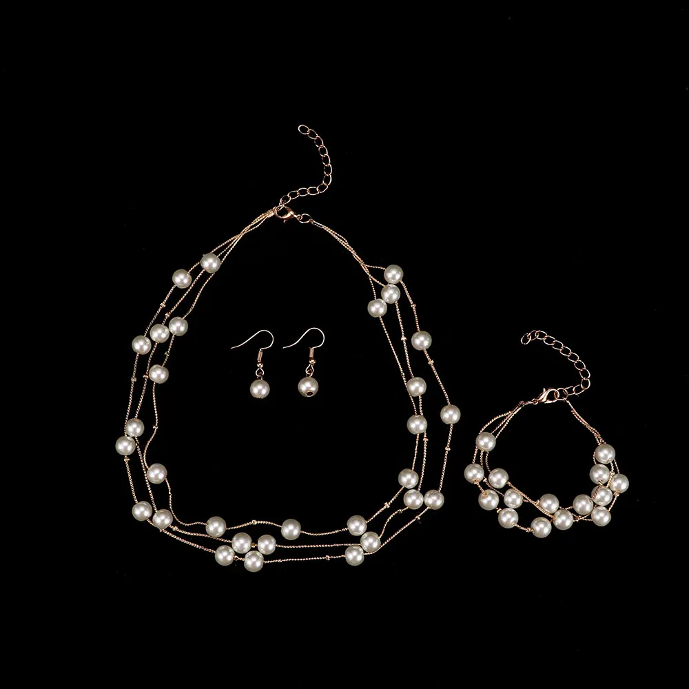 Fashion Multilayer Imitation Pearl Jewelry Sets Bridal Wedding Earrings+Necklace+Bracelet Jewelry Set
Fashion Multilayer Imitation Pearl Jewelry Sets Bridal Wedding Earrings+Necklace+Bracelet Jewelry Set