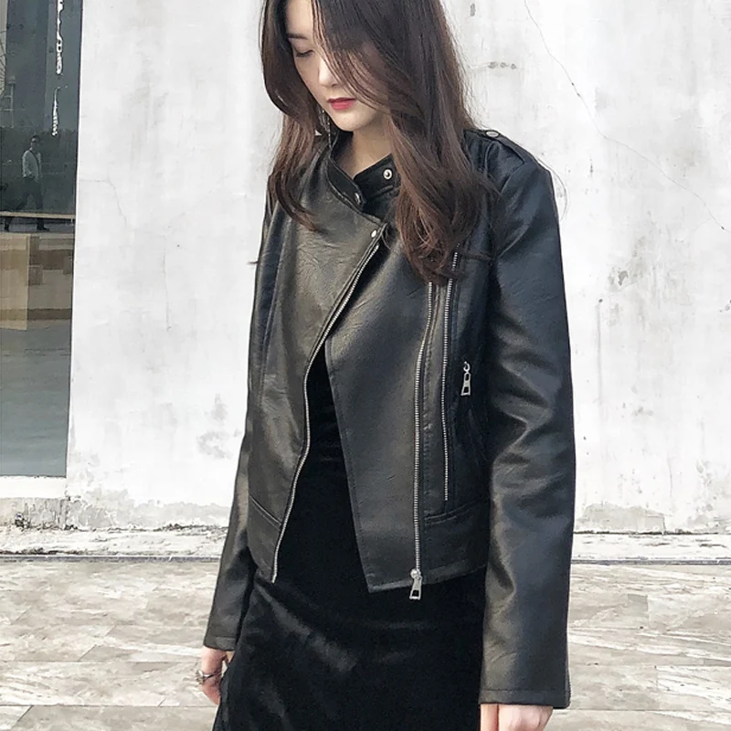 Autumn Winter Soft Women Faux Leather Jackets Lady Matte Motorcycle Zippers Biker Black Coats Outerwear 2018 Hot Sale
Autumn Winter Soft Women Faux Leather Jackets Lady Matte Motorcycle Zippers Biker Black Coats Outerwear 2018 Hot Sale