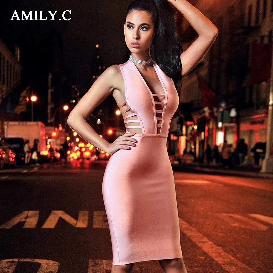 Amily.c 2018 New Spring Women Bandage Dress V Neck Sexy Bodycon Hollow Out Dress Elegant Celebrity Party Pink Dresses Vestidos
Amily.c 2018 New Spring Women Bandage Dress V Neck Sexy Bodycon Hollow Out Dress Elegant Celebrity Party Pink Dresses Vestidos