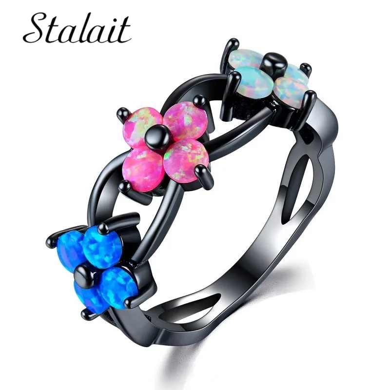 Fashion Charm Multicolor Stone Flower Zircon Fire Opal Rings For Women Vintage Fashion Black Gold Filled Birthstone Rings
Fashion Charm Multicolor Stone Flower Zircon Fire Opal Rings For Women Vintage Fashion Black Gold Filled Birthstone Rings