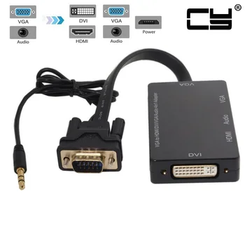 Chenyang HDMI DVI VGA Audio 4in1 Dongle to VGA Adapter Cable Multiport Splitter Converter for HDTV PC Monitor Projector Black
Chenyang HDMI DVI VGA Audio 4in1 Dongle to VGA Adapter Cable Multiport Splitter Converter for HDTV PC Monitor Projector Black