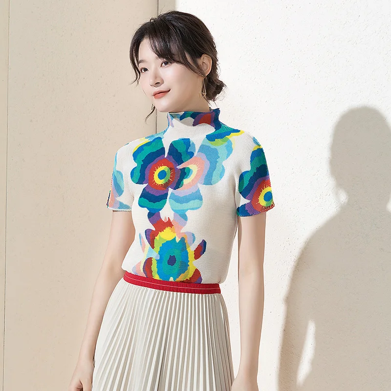 Changpleat 2019 summer New Printed Women T-shirt Tops Miyak Pleated Fashion Turtleneck short sleeve Big Elastic Female T-shirts
Changpleat 2019 summer New Printed Women T-shirt Tops Miyak Pleated Fashion Turtleneck short sleeve Big Elastic Female T-shirts