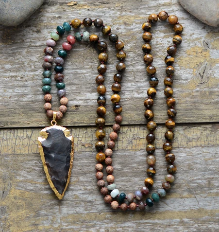High Quality Tiger Eye Onyx Stone Gilded Arrowhead Pendant Necklace Women Natural Stone Bead Chain Necklace Jewelry Dropshipping
High Quality Tiger Eye Onyx Stone Gilded Arrowhead Pendant Necklace Women Natural Stone Bead Chain Necklace Jewelry Dropshipping