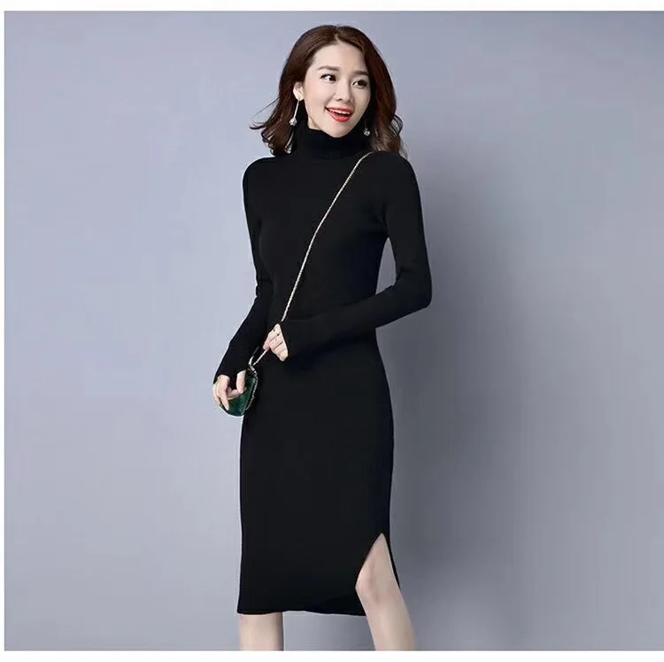 Fall and WHigh-collar Knitted Dresses with Short Front and Back Length Open Fork, Loose Heads and Various Fashion
Fall and WHigh-collar Knitted Dresses with Short Front and Back Length Open Fork, Loose Heads and Various Fashion