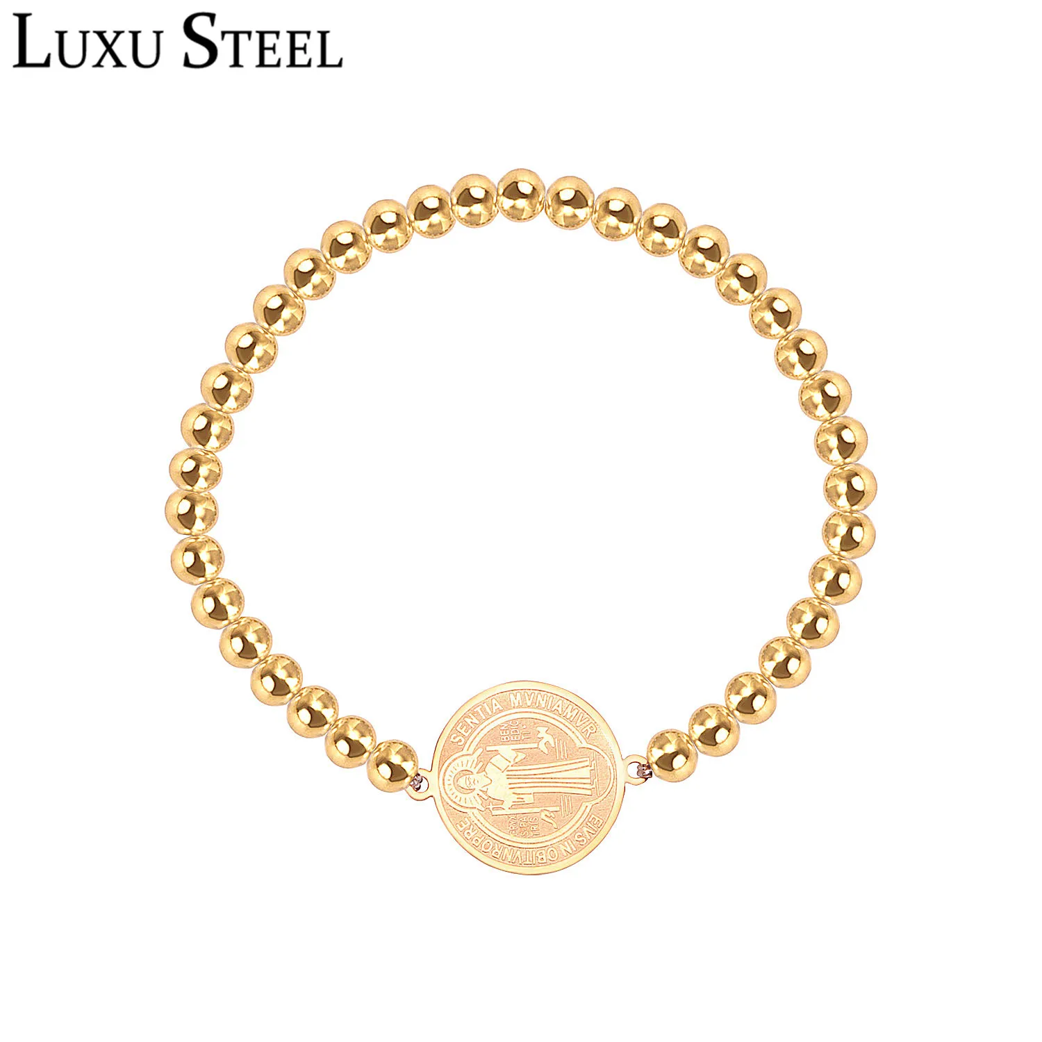 LUXUSTEEL Gold Color Ball Beaded Bracelets For Women/Men Stainless Steel Cross Jesus Pendants Bangles Bracelets Wholesale Gift
LUXUSTEEL Gold Color Ball Beaded Bracelets For Women/Men Stainless Steel Cross Jesus Pendants Bangles Bracelets Wholesale Gift