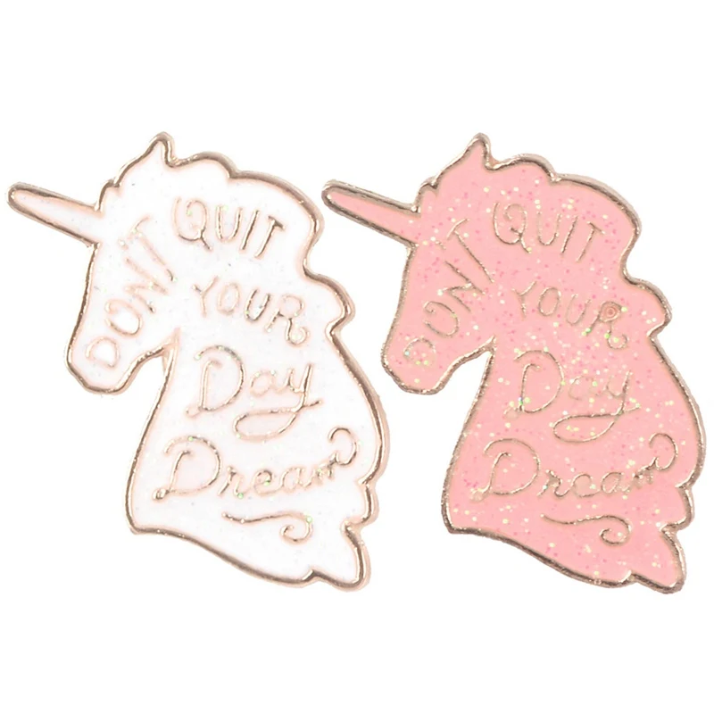 Fashion Metal Enemal Unicorn Brooch Pins "Don't Quit Your Day Dream" Letter Brooch Horse Denim Jacket Collar Badge for Kids
Fashion Metal Enemal Unicorn Brooch Pins "Don't Quit Your Day Dream" Letter Brooch Horse Denim Jacket Collar Badge for Kids