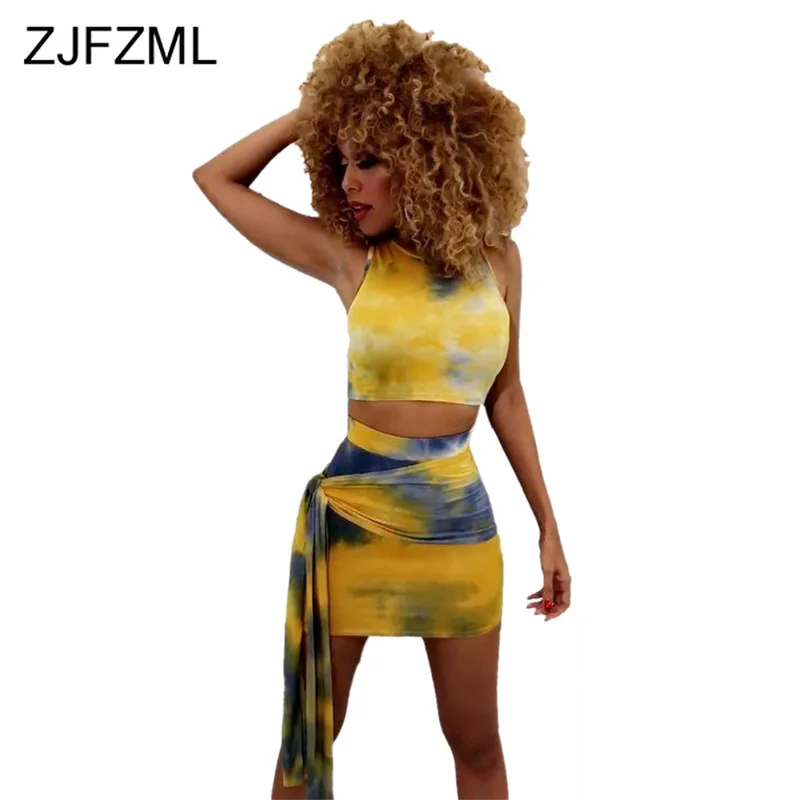 Yellow Tie Dye Sexy Two Piece Set Women Clothes O Neck Sleeveless Crop Top And Bandage Mini Skirts Summer 2 Piece Club Outfits
Yellow Tie Dye Sexy Two Piece Set Women Clothes O Neck Sleeveless Crop Top And Bandage Mini Skirts Summer 2 Piece Club Outfits