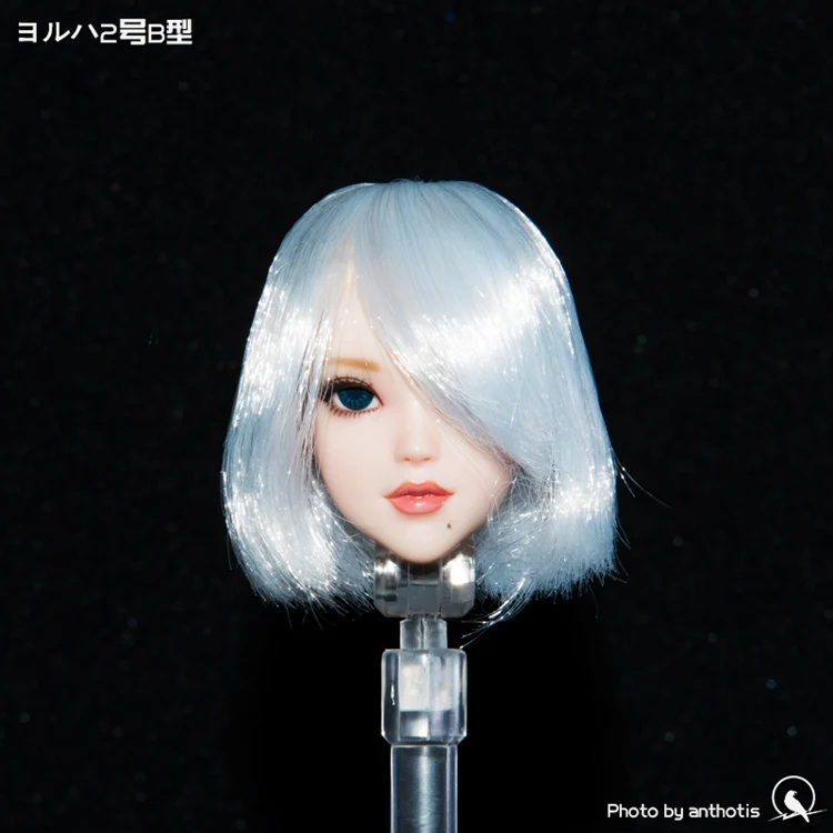 

Custom 1/6 Scale Female Head Carving NieR Head: Automata 2B Girl Long White Hair Head Sculpt for 12 inches Bodies