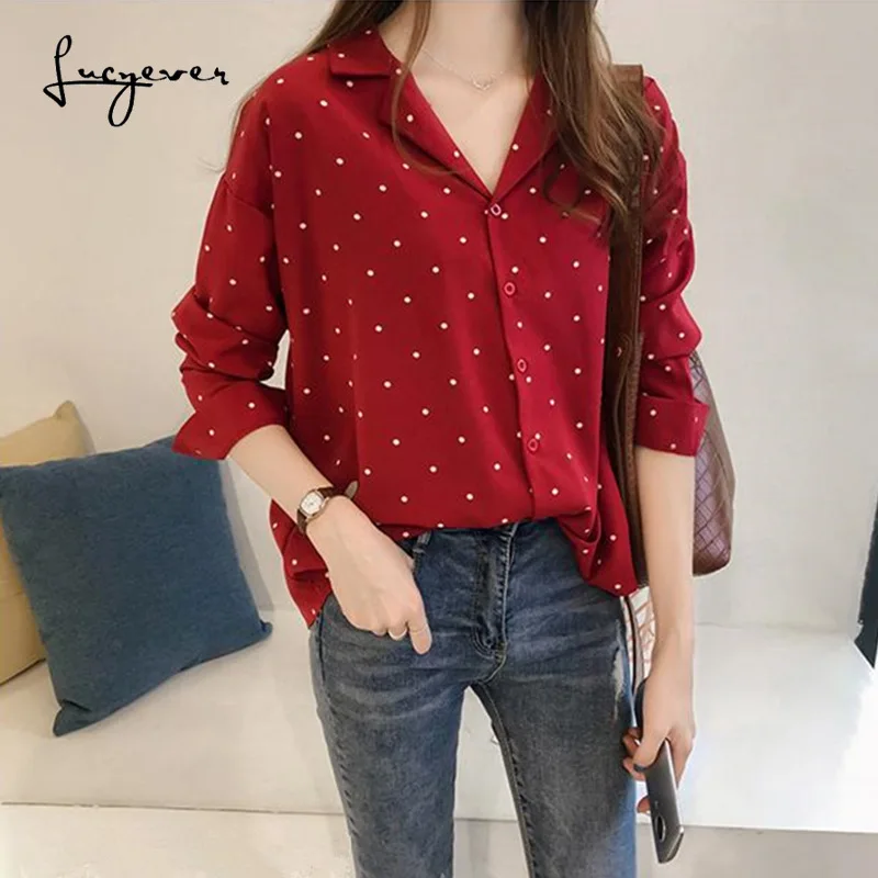 Lucyever Chiffon spring shirts Korean print polka dot long sleeve basic women red tops and blouses plus size camisas mujer 2019
Lucyever Chiffon spring shirts Korean print polka dot long sleeve basic women red tops and blouses plus size camisas mujer 2019
