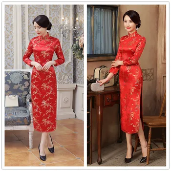 Red Chinese Women Satin Long Cheongsam Bride Wedding Party Dress Gown Qipao Stage Performance Clothing Vestidos S M L XL XXL
Red Chinese Women Satin Long Cheongsam Bride Wedding Party Dress Gown Qipao Stage Performance Clothing Vestidos S M L XL XXL