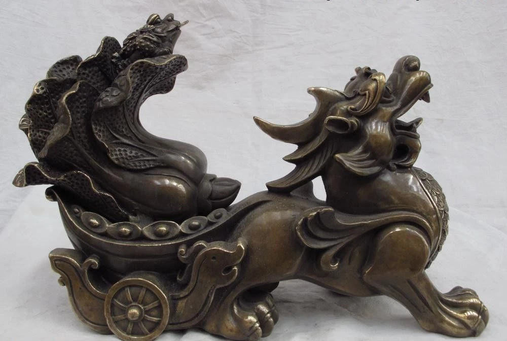 China Folk Copper Bronze Fengshui Lucky Wealth Foo Dog Lion Pull cabbage Statue
China Folk Copper Bronze Fengshui Lucky Wealth Foo Dog Lion Pull cabbage Statue