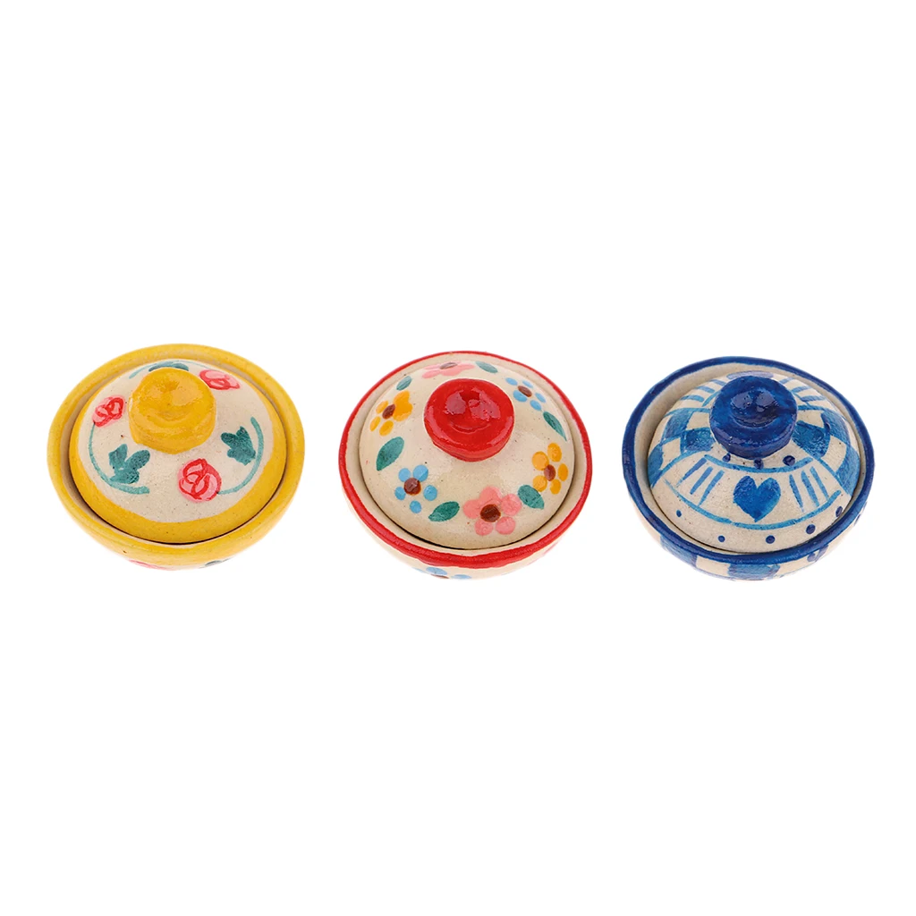 Beautiful design 1/12scale Porcelain Clay Pot material Bowl Model Doll House Miniatures Kitchen Decoration for dollhouse