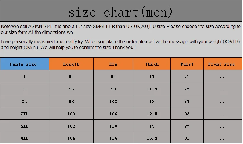 K51 size chart