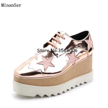 Original Leather Lace Up High Platform Wedge Casual Sneakers Shes Stars Decoration Woman Height Increasing Leisure Shoes
Original Leather Lace Up High Platform Wedge Casual Sneakers Shes Stars Decoration Woman Height Increasing Leisure Shoes