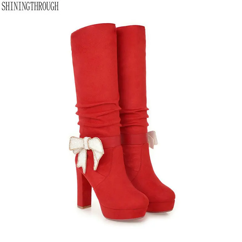 New thick High Heels snow boots Knee High Women snow Boots 2018 bowties Round Toe Platform Ladies wedding shoes Size 34-43
New thick High Heels snow boots Knee High Women snow Boots 2018 bowties Round Toe Platform Ladies wedding shoes Size 34-43