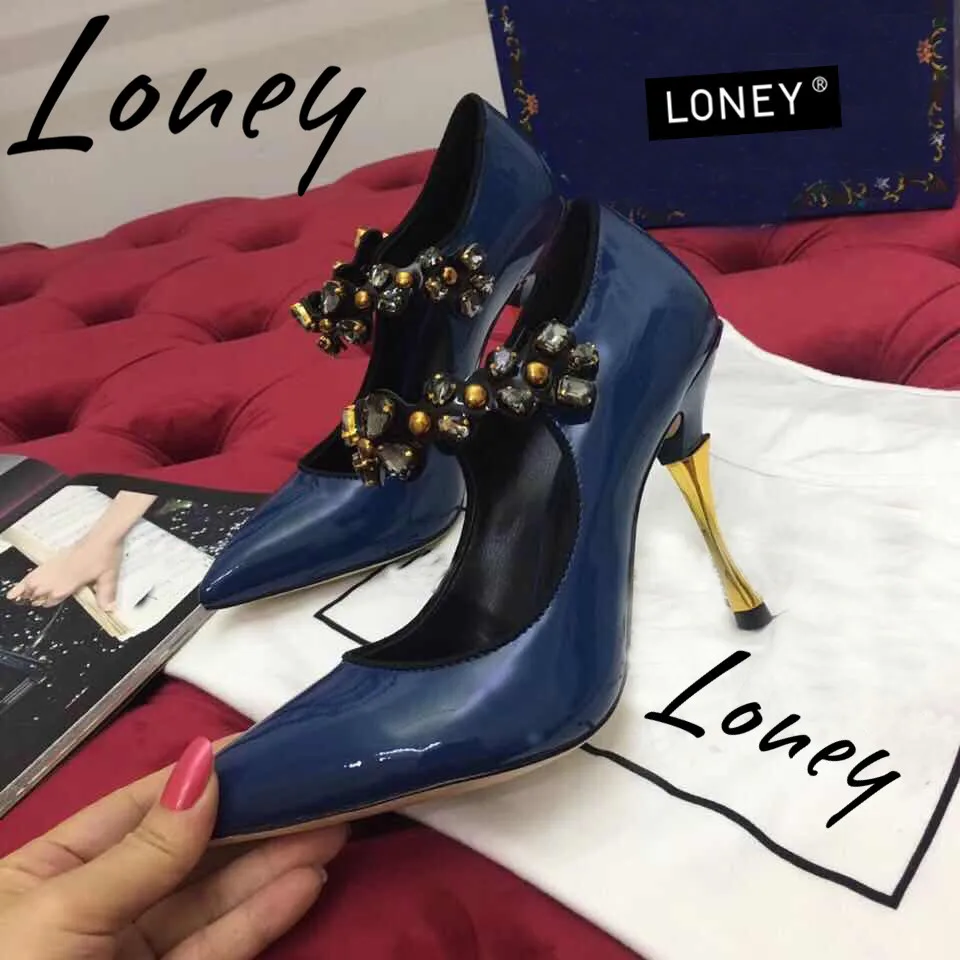 Loney New Genuine Leather Jewel Beading Women Pumps Gold Metal Heel Pumps Sexy Pointed Toe High Heel Wedding Pumps Shoes Women
Loney New Genuine Leather Jewel Beading Women Pumps Gold Metal Heel Pumps Sexy Pointed Toe High Heel Wedding Pumps Shoes Women