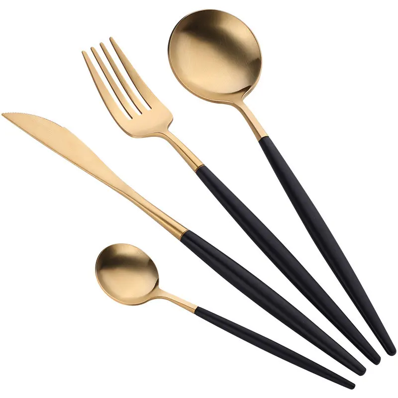 

Gold Dinnerware Stainless Steel Flatware Fork Spoons Knife for Everyday Use or Travel