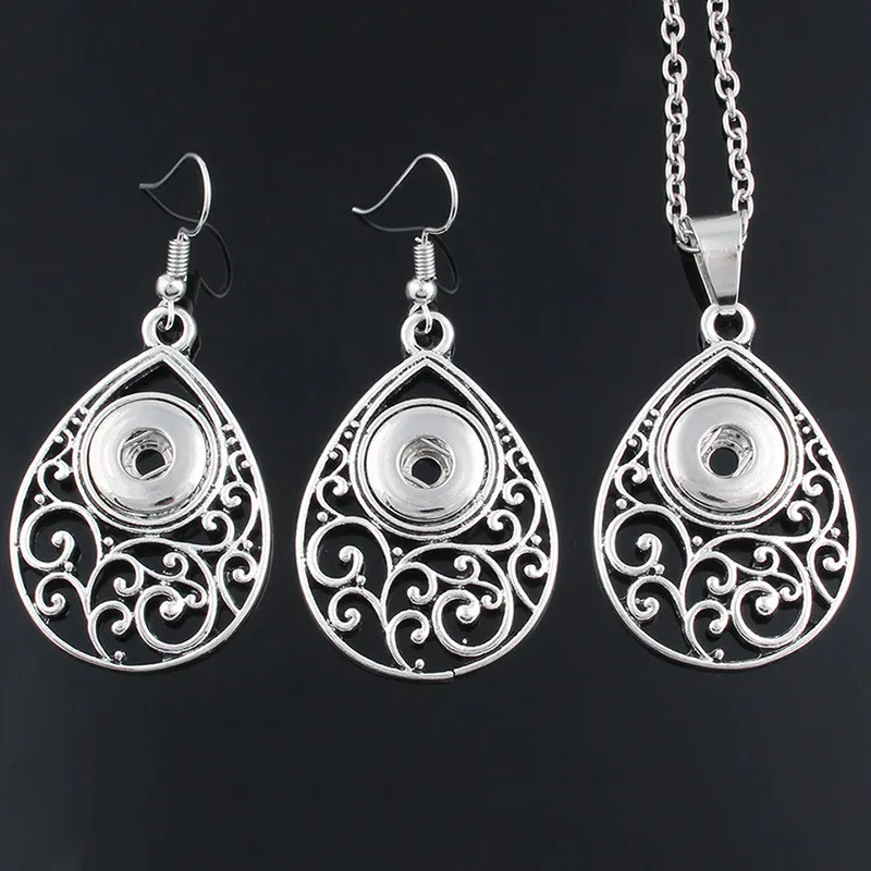 12MM Snap Jewelry Necklace With Earring Set DIY Charms Snap Button Hollow Out Water Drop Earring Necklaces For Women ZG091
12MM Snap Jewelry Necklace With Earring Set DIY Charms Snap Button Hollow Out Water Drop Earring Necklaces For Women ZG091