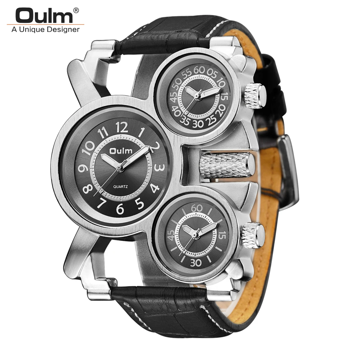 Oulm Mens Watches Top Brand Luxury Famous Tag Men's Military Wrist Watch 3 Time Zone Male Clock Leather Quartz Watch Man
Oulm Mens Watches Top Brand Luxury Famous Tag Men's Military Wrist Watch 3 Time Zone Male Clock Leather Quartz Watch Man