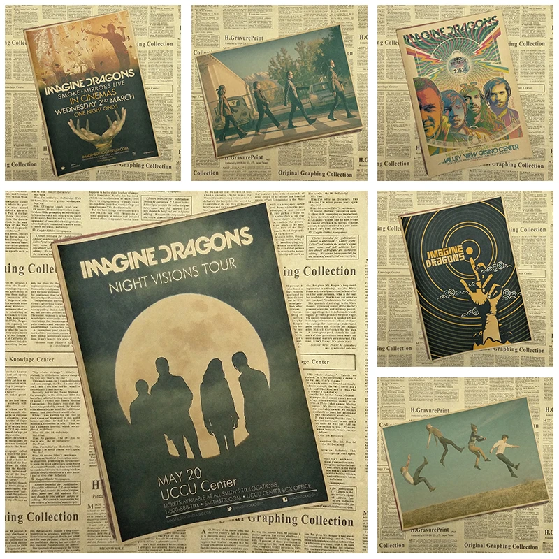 Imagine Dragons Dragonica music poster rock band retro Kraft Paper paintings around the bar 30*21cm
Imagine Dragons Dragonica music poster rock band retro Kraft Paper paintings around the bar 30*21cm