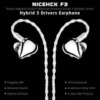 FDBRO F3 Flagship Planar Drive Unit+1BA+1DD 3 Drive Hybrid In Ear Earphone Detachable HiFi Metal Headset 5-axes CNC Process
FDBRO F3 Flagship Planar Drive Unit+1BA+1DD 3 Drive Hybrid In Ear Earphone Detachable HiFi Metal Headset 5-axes CNC Process