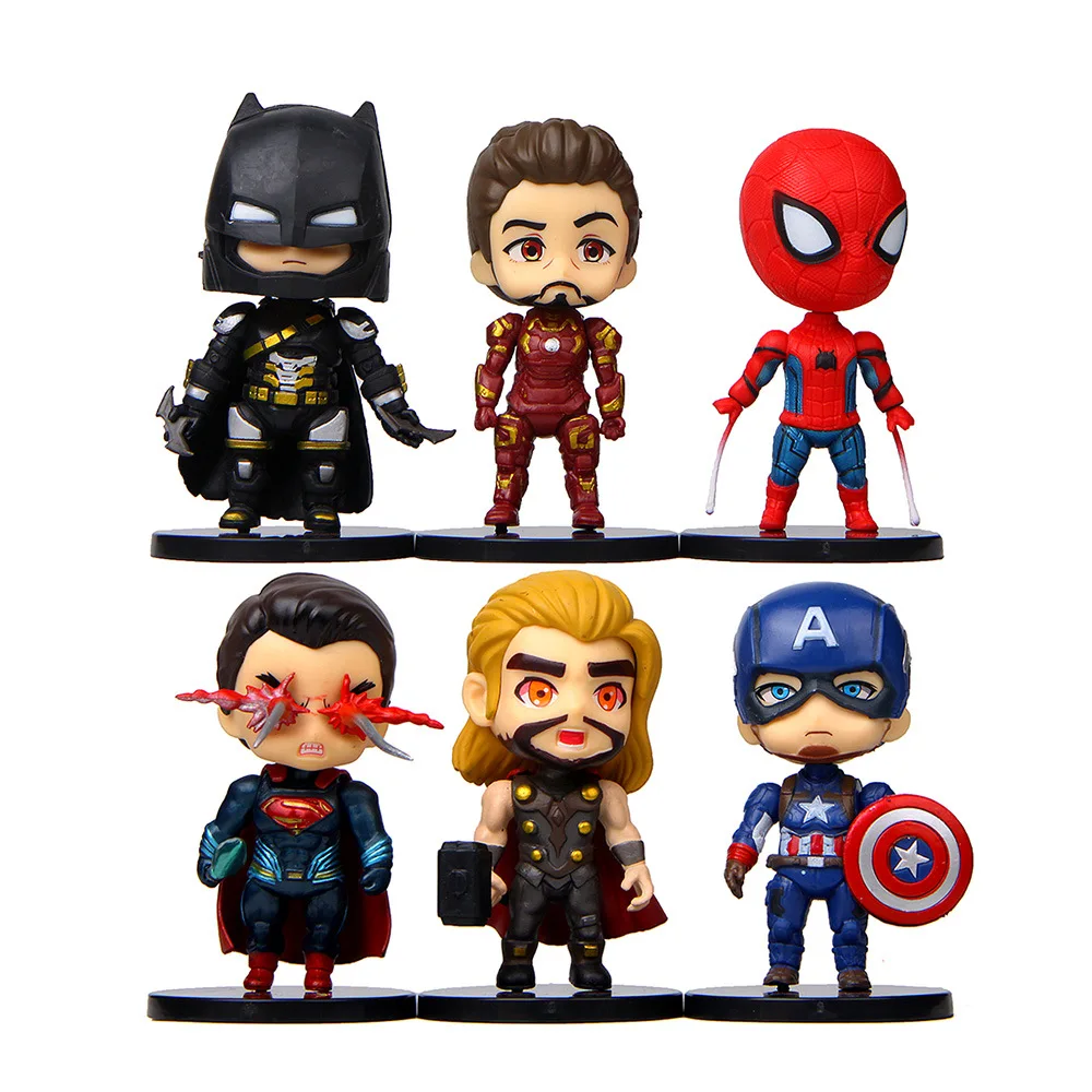 6pcs Marvel Iron Man Thor Superman Batman Spider-Man Action Figure Toy Doll Brinquedos Figurals Collection Model Gift
6pcs Marvel Iron Man Thor Superman Batman Spider-Man Action Figure Toy Doll Brinquedos Figurals Collection Model Gift