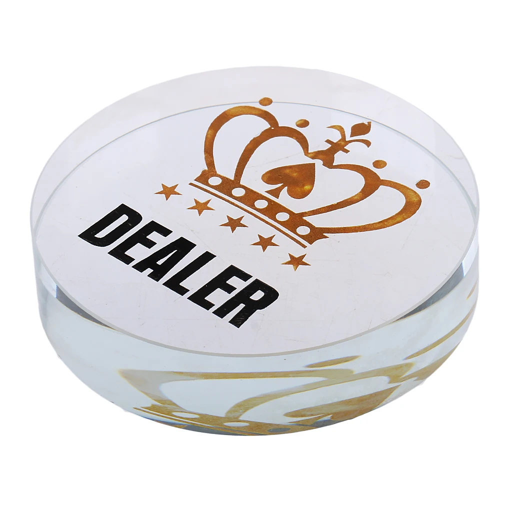 2 Pieces Chip Dealer Button for Casino Tool Poker Game Accessory Transparent Poker Tournaments Prop