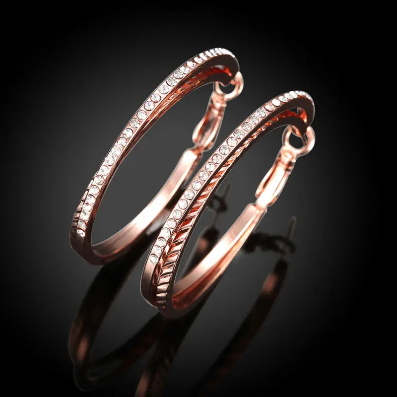 Rose Gold Double Thread Circle Czech Drill Big Hoop Earrings For Women Bride Wedding Engagement Brincos Luxury Rretro Jewelry
Rose Gold Double Thread Circle Czech Drill Big Hoop Earrings For Women Bride Wedding Engagement Brincos Luxury Rretro Jewelry