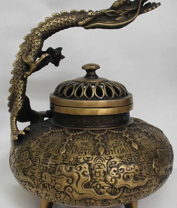 9"Chinese China Bronze Lifelike Lucky Dragon beast Statue Incense Burner Censer
9"Chinese China Bronze Lifelike Lucky Dragon beast Statue Incense Burner Censer