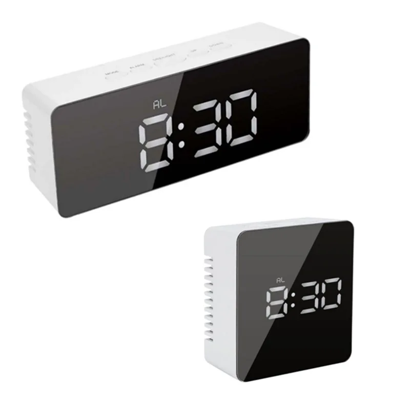 LED Mirror Alarm Clock Digital Snooze Table Clock Wake Up Light Electronic Large Time Temperature Display Home Decoration Clock
LED Mirror Alarm Clock Digital Snooze Table Clock Wake Up Light Electronic Large Time Temperature Display Home Decoration Clock