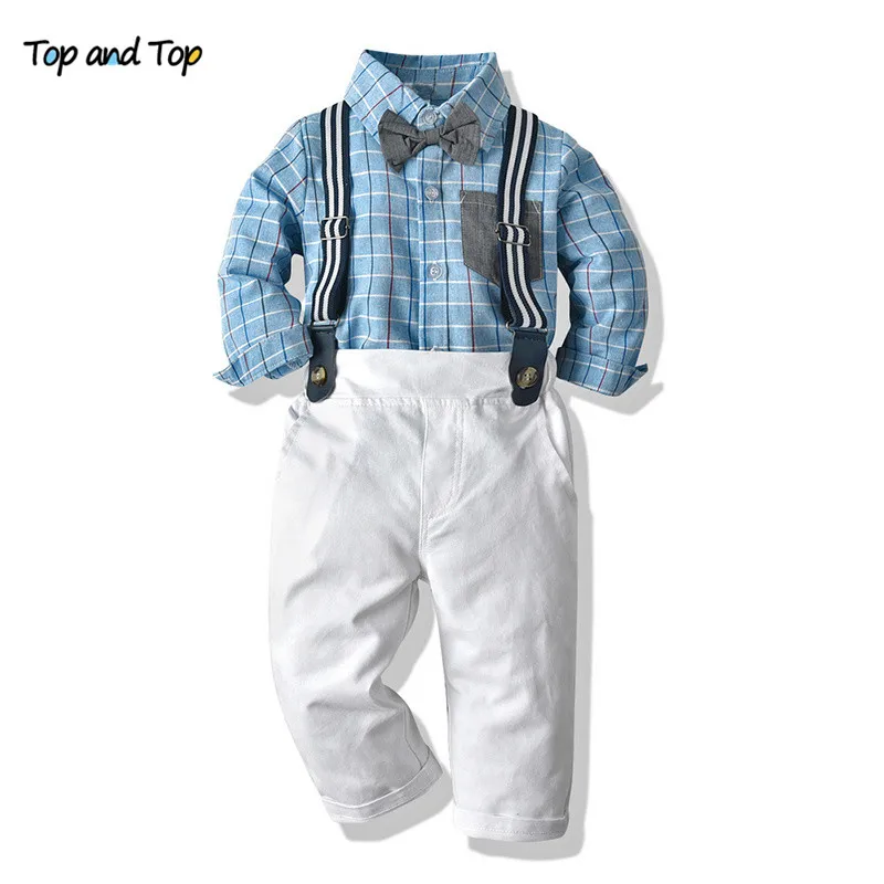 Top and Top Autumn&Winter Cotton Boys Casual Clothing Sets Long Sleeve Plaid Shirt with Bowtie+Overalls Gentleman Outfits Set
Top and Top Autumn&Winter Cotton Boys Casual Clothing Sets Long Sleeve Plaid Shirt with Bowtie+Overalls Gentleman Outfits Set