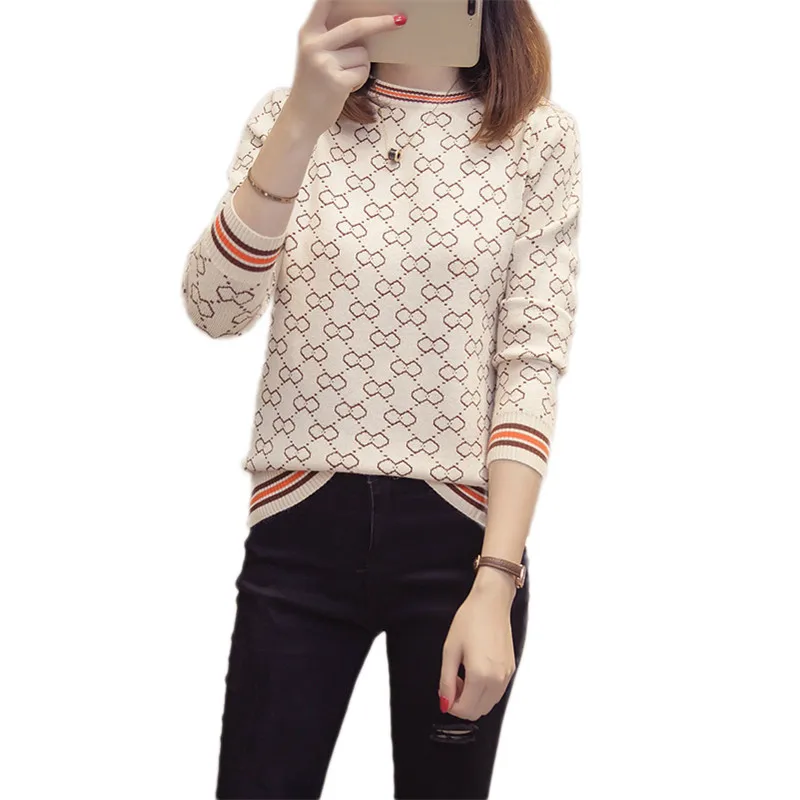 Women Knitted Sweater 2019 Spring New Round Neck Plaid Pullover Casual Long Sleeve Knitwear Elegant Fashion Ladies Sweater Lj231
Women Knitted Sweater 2019 Spring New Round Neck Plaid Pullover Casual Long Sleeve Knitwear Elegant Fashion Ladies Sweater Lj231